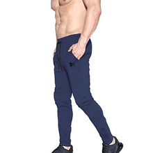 Load image into Gallery viewer, BROKIG Mens Zip Joggers Pants - Casual Gym Workout Track Pants Comfortable Slim Fit Tapered Sweatpants with Pockets (Navy)
