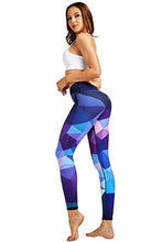 Load image into Gallery viewer, COOLOMG Women's Leggings Yoga Long Pants Compression Drawstring Running Tights Non See-Through Diamond Purple Adults Small(Youth X-Large)