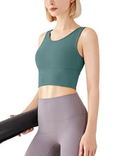 Load image into Gallery viewer, High Neck Sports Bra for Women Longline Low Back Sports Bras Medium Impact Padded Workout Crop Tops for Yoga Gym