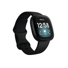 Load image into Gallery viewer, Fitbit Versa 3 Health & Fitness Smartwatch with GPS, 24/7 Heart Rate, Alexa Built-in, 6+ Days Battery, Black/Black, One Size (S & L Bands Included)