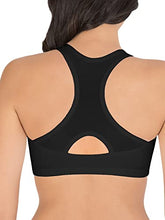 Load image into Gallery viewer, Fruit of the Loom Women&#39;s Front Close Racerback Sports Bra, Black Hue/White, 40
