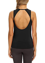Load image into Gallery viewer, Mippo Workout Tank Tops for Women Open Back Yoga Tops Backless Workout Shirts Muscle Tank Athletic Running Gym Tank Tops Loose Fit Sports Gym Clothes for Women Black S
