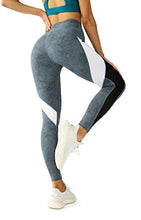 Load image into Gallery viewer, QUEENIEKE Women Yoga Pants Color Blocking Mesh Workout Running Leggings Tights Size XS Color Mallard Green Tie -dye

