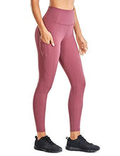 Load image into Gallery viewer, CRZ YOGA Women's Naked Feeling Workout Leggings 25 Inches - High Waisted Yoga Pants with Side Pockets Misty Merlot