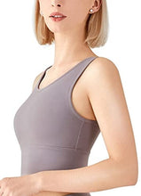Load image into Gallery viewer, High Neck Sports Bra for Women Longline Low Back Sports Bras Medium Impact Padded Workout Crop Tops for Yoga Gym