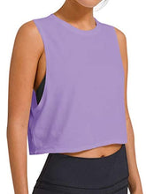 Load image into Gallery viewer, LASLULU Womens Workout Top Sleeveless Sport Shirts Flowy Crop Casual Tunic Tops Athletic Muscle Tank Running Yoga Tank Top Gym Crop Top for Teen Girls(Purple Medium)