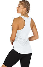 Load image into Gallery viewer, icyzone Women's Racerback Workout Tank Tops - Athletic Yoga Tops, Running Exercise Gym Shirts (Pack of 3) (Medium, Black/Gray/White)