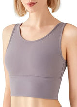 Load image into Gallery viewer, High Neck Sports Bra for Women Longline Low Back Sports Bras Medium Impact Padded Workout Crop Tops for Yoga Gym