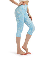 Load image into Gallery viewer, ODODOS Women's High Waisted Printed Yoga Capris with Pocket, Tummy Control Non See Through Workout Sports Running Athletic Capri Leggings, Plus Size, Blue Tropical, XX-Large