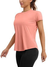 Load image into Gallery viewer, ATTRACO Open Back Yoga Shirts for Women Loose Fit Short Sleeve Exercise Gym Tops Coral