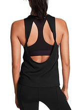 Load image into Gallery viewer, Mippo Workout Tank Tops for Women Open Back Yoga Tops Backless Workout Shirts Muscle Tank Athletic Running Gym Tank Tops Loose Fit Sports Gym Clothes for Women Black S
