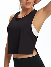 Load image into Gallery viewer, MTIONUG Womens Workout Crop Tops Gym Loose Sleeveless Sport Muscle Open Side Tank Tops for Women Yoga Athletic Shirts Black M