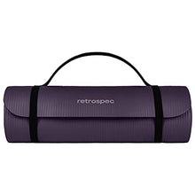 Load image into Gallery viewer, Retrospec Solana Yoga Mat 1" Thick w/Nylon Strap for Men & Women - Non Slip Exercise Mat for Home Yoga, Pilates, Stretching, Floor & Fitness Workouts - Eggplant