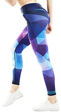 Load image into Gallery viewer, COOLOMG Women's Leggings Yoga Long Pants Compression Drawstring Running Tights Non See-Through Diamond Purple Adults Small(Youth X-Large)