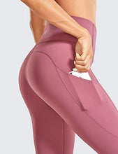 Load image into Gallery viewer, CRZ YOGA Women's Naked Feeling Workout Leggings 25 Inches - High Waisted Yoga Pants with Side Pockets Misty Merlot