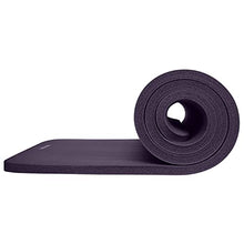 Load image into Gallery viewer, Retrospec Solana Yoga Mat 1" Thick w/Nylon Strap for Men & Women - Non Slip Exercise Mat for Home Yoga, Pilates, Stretching, Floor & Fitness Workouts - Eggplant