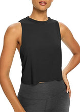 Load image into Gallery viewer, Bestisun Workout Tops for Women Yoga Tops Athletic Gym Clothes Ribbed Backless Workout Tops for Women Open Back Athletic Tops for Women Flowy Tops Loose Fit Black S
