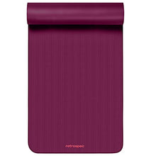 Load image into Gallery viewer, Retrospec Solana Yoga Mat 1" Thick w/Nylon Strap for Men & Women - Non Slip Exercise Mat for Home Yoga, Pilates, Stretching, Floor & Fitness Workouts - Boysenberry