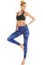 Load image into Gallery viewer, COOLOMG Women's Yoga Running Pants Printed Compression Leggings Workout Tights Hidden Pocket Purple Camo Medium