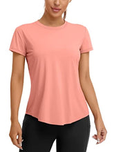 Load image into Gallery viewer, ATTRACO Open Back Yoga Shirts for Women Loose Fit Short Sleeve Exercise Gym Tops Coral