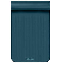 Load image into Gallery viewer, Retrospec Solana Yoga Mat 1" Thick w/Nylon Strap for Men & Women - Non Slip Exercise Mat for Home Yoga, Pilates, Stretching, Floor & Fitness Workouts - Ocean Blue