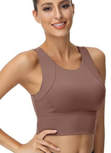 Load image into Gallery viewer, High Neck Sports Bra for Women Longline Full Coverage Sports Bras Medium Impact Padded Workout Crop Tops for Yoga Gym