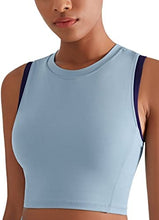 Load image into Gallery viewer, High Neck Sports Bra for Women Longline Low Back Sports Bras Medium Impact Padded Workout Crop Tops for Yoga Gym