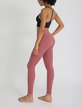 Load image into Gallery viewer, ODODOS Women's High Waisted Yoga Leggings with Inner Pocket, 28" Full Length Sports Athletic Running Tights Workout Yoga Pants, Raspberry, Small