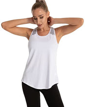 Load image into Gallery viewer, Aeuui Workout Tops for Women Mesh Racerback Tank Yoga Shirts Gym Clothes White
