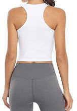 Load image into Gallery viewer, Porvike Sports Crop Tank Tops for Women Cropped Athletic Yoga Tops Racerback Running Tanks Cotton Workout Shirts Sleeveless Undershirts Exercise Gym Clothes 3 Pack Black White Grey M