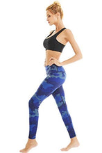 Load image into Gallery viewer, COOLOMG Women's Yoga Running Pants Printed Compression Leggings Workout Tights Hidden Pocket Purple Camo Medium