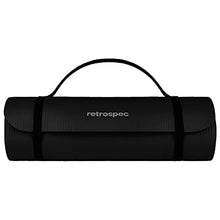 Load image into Gallery viewer, Retrospec Solana Yoga Mat 1" Thick w/Nylon Strap for Men & Women - Non Slip Exercise Mat for Home Yoga, Pilates, Stretching, Floor & Fitness Workouts - Black