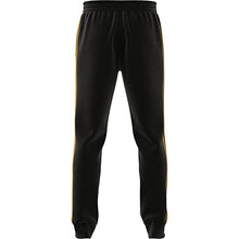 Load image into Gallery viewer, adidas Men's Essentials Fleece Tapered Cuff 3-Stripes Pants, Black/Semi Solar Gold, X-Small
