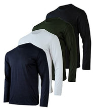 Load image into Gallery viewer, 4 Pack:Mens Long Sleeve T-Shirt Workout Clothes Quick Dry Fit Gym Tee Shirt Athletic Active Performance Casual Moisture Wicking Exercise Clothing Running Cool Sport Training Undershirt Top-Set 1,M