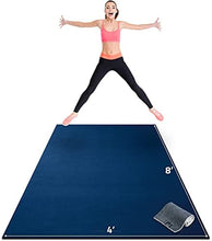 Load image into Gallery viewer, Premium Extra Large Exercise Mat - 8' x 4' x 1/4" Ultra Durable, Non-Slip, Workout Mats for Home Gym Flooring - Jump, Cardio, MMA Mat - Use With or Without Shoes (96" Long x 48" Wide x 6mm Thick)