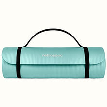 Load image into Gallery viewer, Retrospec Solana Yoga Mat 1" Thick w/Nylon Strap for Men & Women - Non Slip Exercise Mat for Home Yoga, Pilates, Stretching, Floor & Fitness Workouts - Blue Lagoon