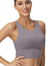 Load image into Gallery viewer, High Neck Sports Bra for Women Longline Full Coverage Sports Bras Medium Impact Padded Workout Crop Tops for Yoga Gym