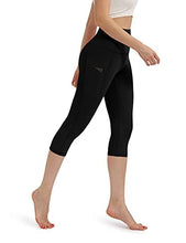 Load image into Gallery viewer, ODODOS Women's High Waisted Yoga Capris with Pockets,Tummy Control Non See Through Workout Sports Running Capri Leggings, Black