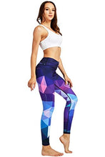 Load image into Gallery viewer, COOLOMG Women's Leggings Yoga Long Pants Compression Drawstring Running Tights Non See-Through Diamond Purple Adults Small(Youth X-Large)