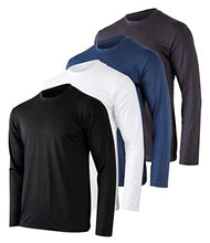Load image into Gallery viewer, 4 Pack:Mens Long Sleeve T-Shirt Workout Clothes Quick Dry Fit Gym Tee Shirt Athletic Active Performance Casual Moisture Wicking Exercise Clothing Running Cool Sport Training Undershirt Top-Set 7-S