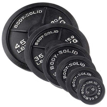 Load image into Gallery viewer, 355lb. Cast Iron Olympic Plate Set Weight Training Plate Set - The Home Fitness Corp
