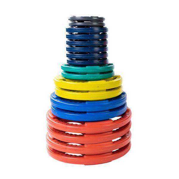 355lb Color Coded Grip Olympic Plate Weight Set - The Home Fitness Corp