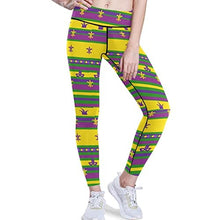 Load image into Gallery viewer, visesunny High Waist Yoga Pants with Pockets Mardi Gras Striped Tummy Control Workout Running Yoga Leggings for Women