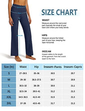 Load image into Gallery viewer, FIRST WAY Buttery Soft Women's Bootcut Yoga Pants Capris with 3 Pockets Lounge Floral Printing Full-Length, Insignia Blue L