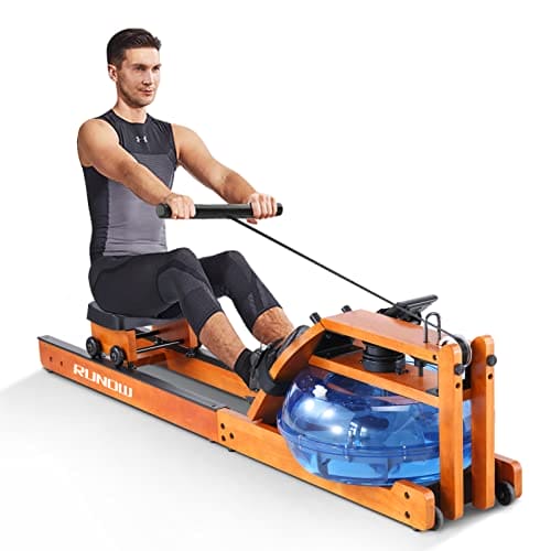 Water Rowing Machine For Home Use, WENOKER Wooden Foldable Rower Machine With Dedicated Monitor