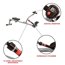 Load image into Gallery viewer, Sunny Health & Fitness SF-RW1205 Rowing Machine Rower with 12 Level Adjustable Resistance, Digital Monitor and 220 LB Max Weight