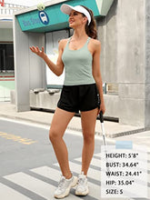 Load image into Gallery viewer, ATTRACO Women Seamless Workout Crop Tops Ribbed Athletic Tank with Built in Bra Green
