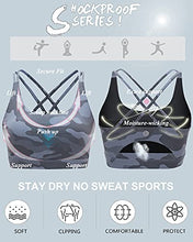 Load image into Gallery viewer, RUNNING GIRL Strappy Sports Bra for Women, Sexy Crisscross Back Medium Support Yoga Bra with Removable Cups (WX2354_Camouflage Blue, L)
