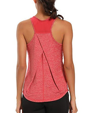 Load image into Gallery viewer, Aeuui Workout Tops for Women Mesh Racerback Tank Yoga Shirts Gym Clothes Red
