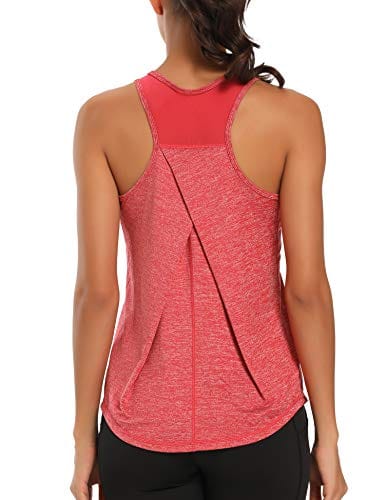 Aeuui Workout Tops for Women Mesh Racerback Tank Yoga Shirts Gym Clothes Red